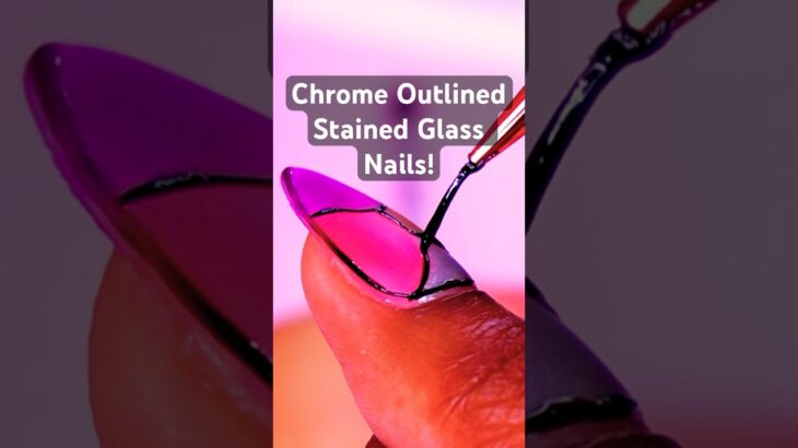 Outlining Stained Glass Nails with 3D Gel + Chrome #chromenails