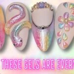 🌈 Pastel Rainbow Ombre 3D Nail Art | Summer Nails Designs | Snake Flower Pearl Gel | Holo Foil Bling
