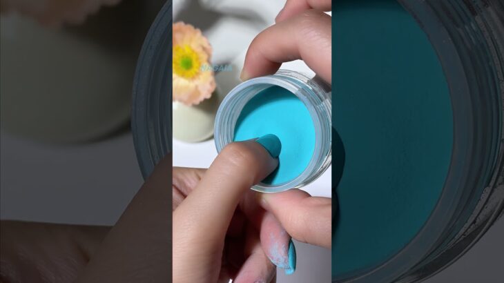 Teal & Baby Blue Wave Contouring Nails Dipping Inspo ✨🥰
