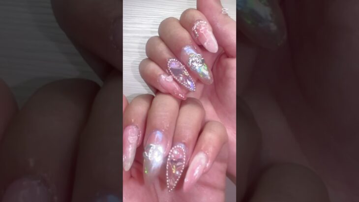 【セルフネイル】100均&sheinでピーチオーロラネイル🍑🫧　#ジェルネイル #オーロラネイル #セルフネイル #nailart #selfnail #gelnails #네일아트