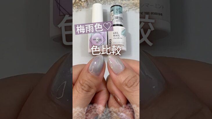 【梅雨色♡】ネイル工房ルシオルマグネット03とダイソーシマーミントは似てる？ 色比較してみた♪#マグネットネイル #マグネットジェル #梅雨ネイル