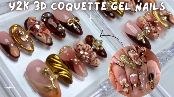 How To Make Press On Nails 🎇 3D Gold Chrome Nail Art 🏵️💅