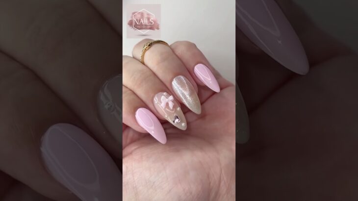 Cute Pink Bow Nail Art 💖✨ | Glam Manicure Ideas #shorts #nailart #nailarttutorial