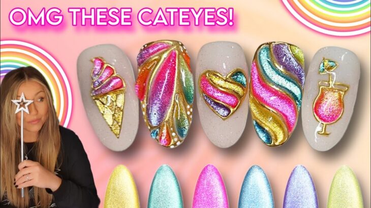 🍹 Ombre Cateye Nail Art Designs | THESE ARE JUST WOW! | Rainbow Summer Nails | Heart Butterfly Swirl