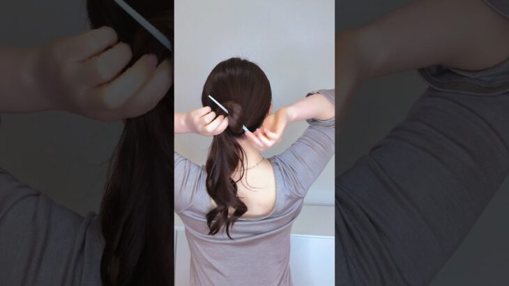 【基本の簪まとめ髪】髪を巻かなくてもできる！かんざしヘアアレンジ│夜会巻き風まとめ髪 #shorts #ヘアアレンジ #美容