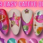 🌌 Cateye Galaxy Nail Art | Easy Ombre Nails | Summer Designs | Gel Polish Cat Eye + Chrome Ideas
