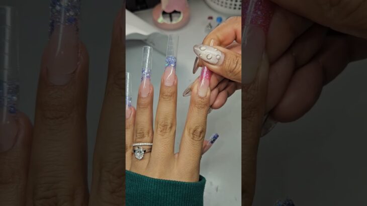 polygel nail glitter french #shortvideo #short #nails #makeup