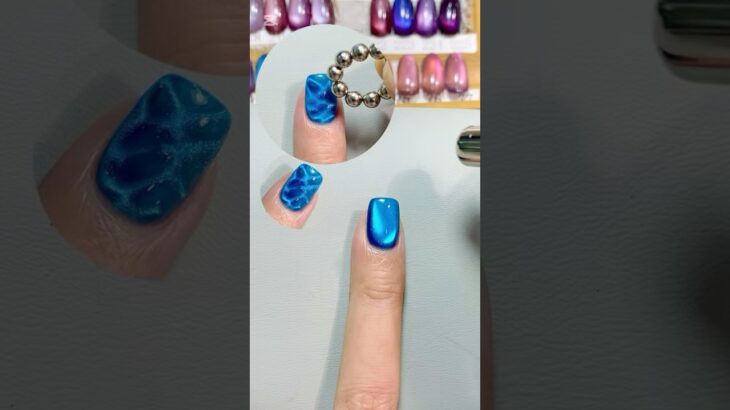 🫐ブルービー玉マグネットネイル#マグネットジェル #マグネットネイル #マグネット #nailart #nails #セルフネイル #ネイルデザイン #ネイル初心者 #ビー玉ネイル #自宅ネイル
