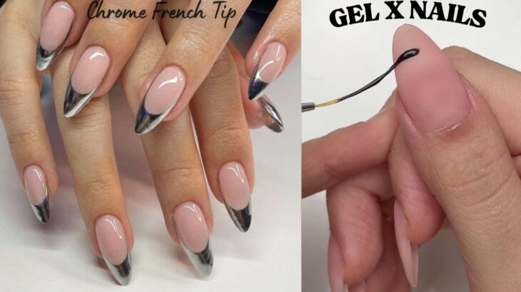Chrome French Tip 🩶 GEL X NAILS + Silver Chrome Nail Art Tutorial 💅💍💁‍♀️