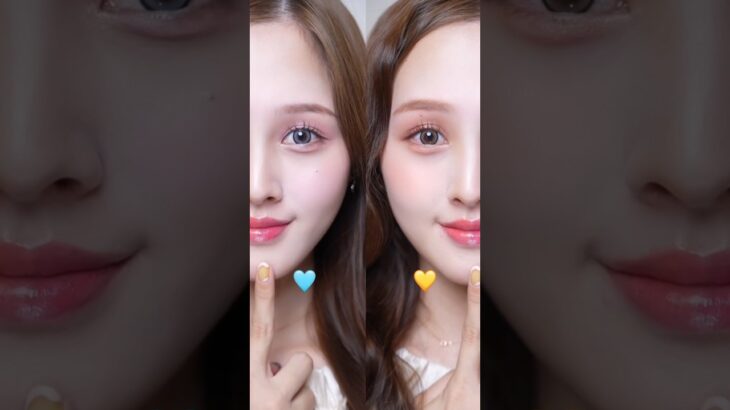 🐣💛イエベブルベ半顔メイク️🩵🐬