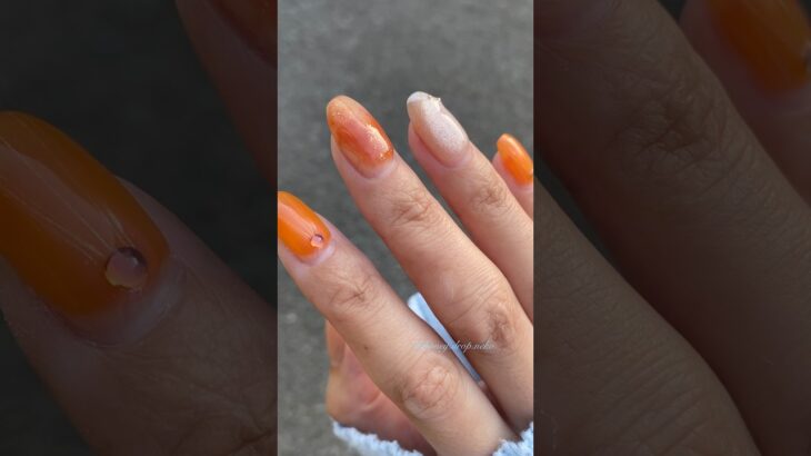 〈mica・NAILTOWN・emigoro・セリア〉ビタミンカラーのニュアンスネイル🍊