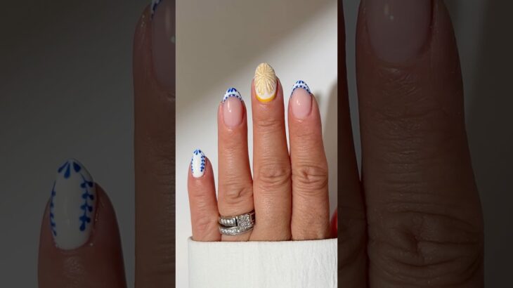 ✨💙🍋 CLASSIC AZUL LEMON TWIST NAILS #nails #summernails #3dnailart #azul #glitternails #bluenails