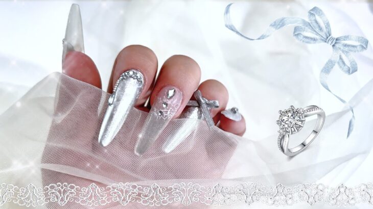The new favorite of silver nail art! Super fairy bow nail art DIY tutorial💅✨