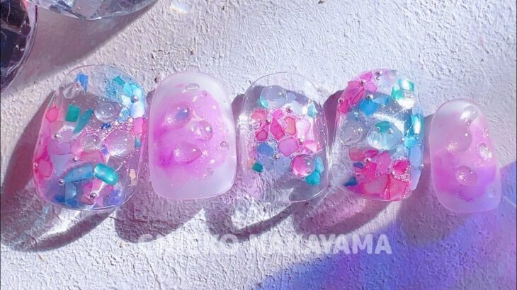 WSPT【ネオンマグ】とシェルでおしゃれ紫陽花ネイル♡【サロンワークデザイン】