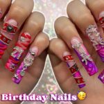 DOING MY 21ST BIRTHDAY NAILS AT HOME! PURPLE & PINK NAIL DESIGN + BB BELT NAILS | Nail Tutorial