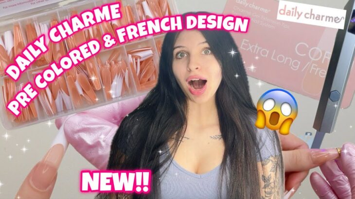 TRYING DAILY CHARME NEW PRE COLORED & FRENCH DESIGN SOFT GEL NAIL EXTENSIONS | SEASHELL NAIL ART