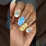 Using 3D gel & regular nail polish! Blueberry lemonade nails