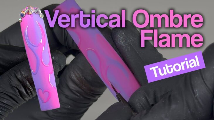 🔥 Pink & Purple Vertical Ombré Flame Nail Art Tutorial | Single Nail Design