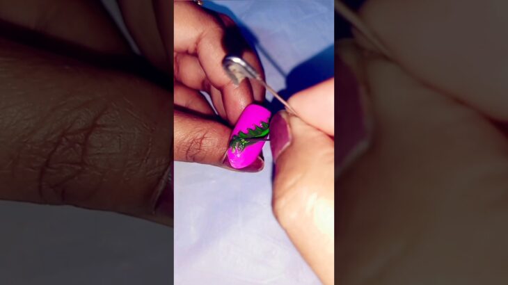 Pink Green Nail 💅 Art 💅 Design  with Safety Pin 🧷