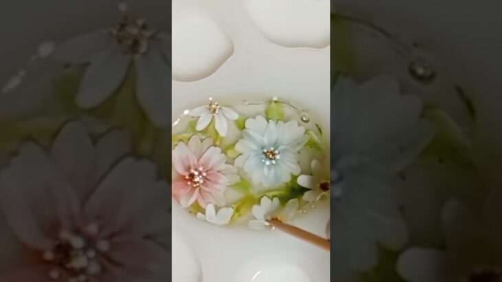 【ジェルネイル花描き方】レジンヘアゴムパーツ作り方