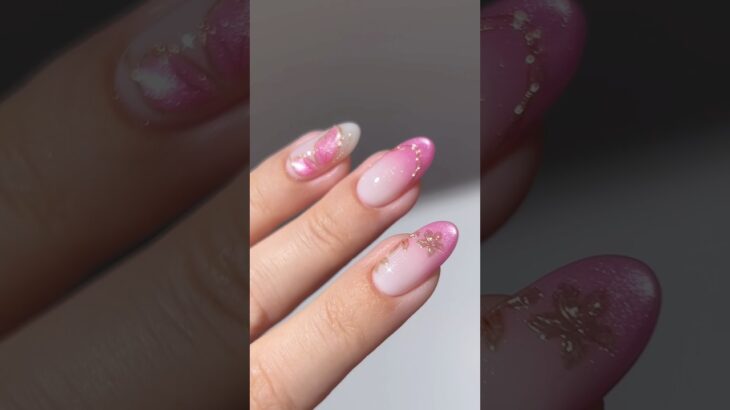 🌸💖🦋 glassy pink garden #nails #nailart #nailpolish #naildesign