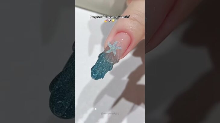 Nail Art !! Deep sea theme on your nails! 💅🐚🌟  #nails #nailart #beautyhacks #naildesign #fyp