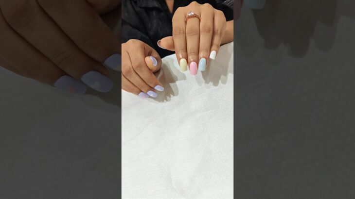 pastel gel manicure for summer #diy #nails #nailart #naildesign #trending #shorts #short #viralvideo