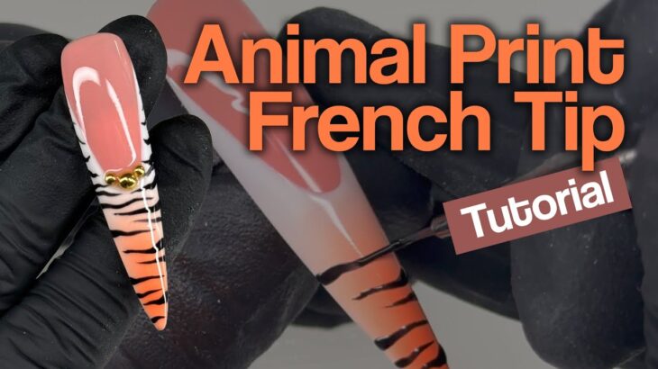 🐅 Animal Print French Tip Nail Art Tutorial | Tiger Print Design
