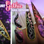 ⚜️MAXIMALIST AF ACRYLIC NAIL DESIGN | CHROME | GLITTER | TEXTURE | CHARMS – everything baby! 🖤