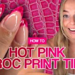 Hot Pink Crocodile Print French Nail Art Tutorial 🐊💅🏼