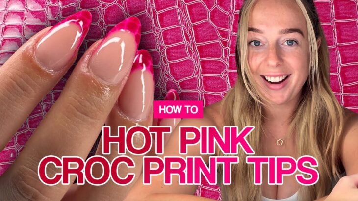 Hot Pink Crocodile Print French Nail Art Tutorial 🐊💅🏼