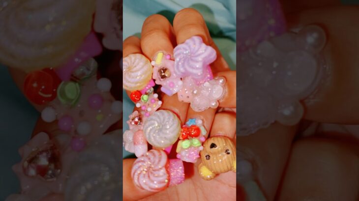 甘甘すぎるデコデコジェルネイルにハマってたときの。#セルフジェルネイル 🫶🏽🫶🏽#ネイルデザイン