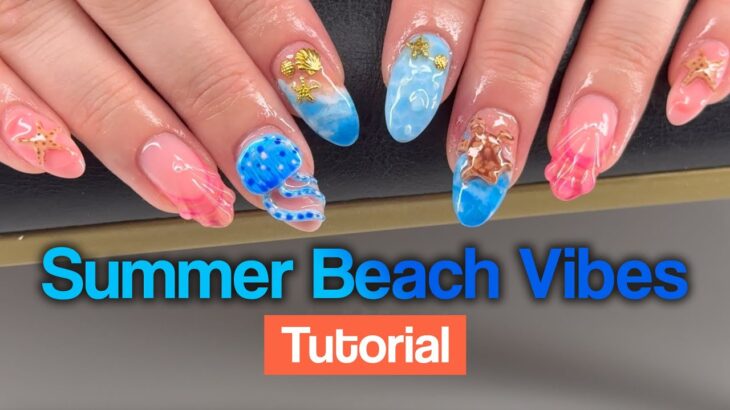 🪸 3D Ocean Nail Art Tutorial | Jellyfish, Turtle, Coral, & More | Full Acrylic Set