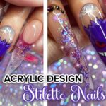 SHARP AF 💜 PURPLE & PINK | STILETTO | ACRYLIC GLITTER NAIL DESIGN ✨