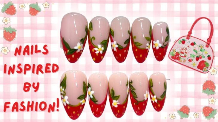 Nail design inspired by a PURSE ? 👛 🤔 Strawberry shortcake inspired press-on nails! 💅🏼