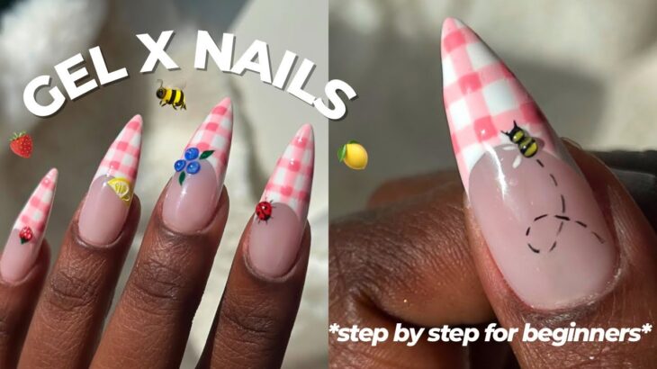 Easy Gel-X Tutorial for Beginners | Summer Picnic Nail Art Design l Step by Step