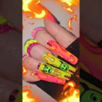 Fire Flame Devil Summer Ready Neon Nails #nailart #naildesign #summernails #neon #subscribe