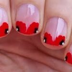 Poppy French Nail Art | Feminine Red Flower Nails Design