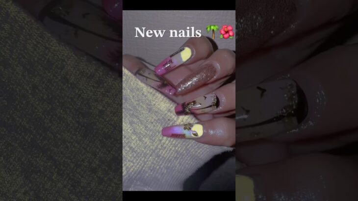 初心者100均セルフネイラーが手描きでハワイアンネイルに挑戦してみた #nails #nailart  #セルフネイル #初心者 #fyp