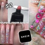 TESTING $2 POLYGEL FROM SHEIN✨ EXTRA LONG POLYGEL NAILS & KAWAII CHARMS DESIGN! | Nail Tutorial