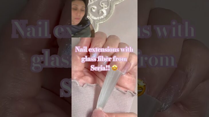 Nail extensions with Glass fiber from Seria !! #お花ネイル #ネイル #ジェルネイル #nails #naildesign #長さだしネイル