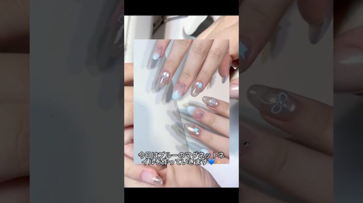 #マグネットネイル #マグネットネイル #ネイル #ネイルデザイン #セルフネイル #夏ネイル #ネイルデザイン #nails #nailart #ブルーネイル #naildesign