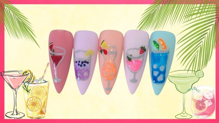 Fun and Easy Summery Cocktails Nail Design 🍸🍹