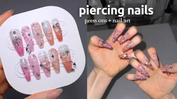 make piercing nails with me (ft. Rozyhip ULTRA FLASH) 📸 nail piercings, gel press ons, 3D nail art