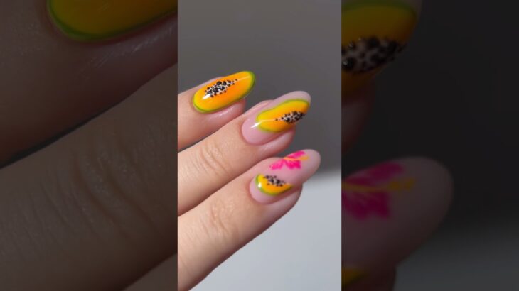 🍈🧡🌺 amaya papaya #nails #nailart #nailpolish #naildesign