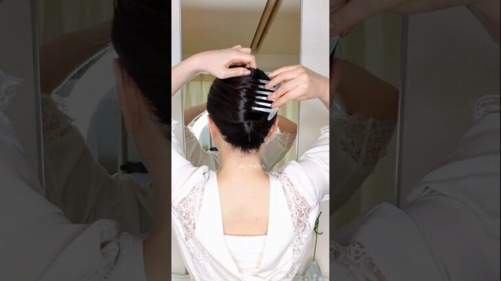【基本の夜会巻き】大人女子の浴衣ヘアアレンジ│ヘアコーム1つ！簡単時短まとめ髪 #ヘアセット #ヘアアレンジ #垢抜け #浴衣 #着物 かんざしヘアアレンジ