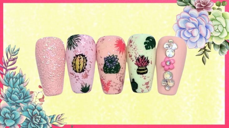 Cute Succulent Garden Nail Set 🪷| Clear Jelly Stamper | Nail Order | Apres