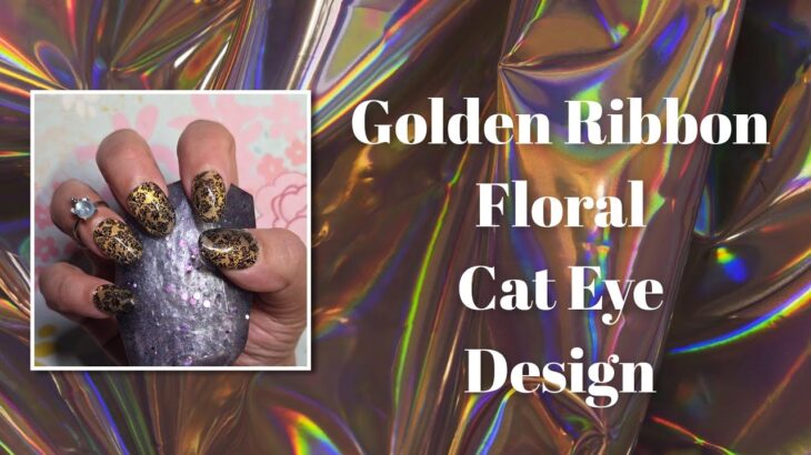 Golden Ribbon Flower Nail Design  / @bornprettyofficial  / Pretty Fingers By Robin