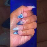 Nail Inspiration • blue themed almond gel nails #shorts #nails #naildesign ##almondnails