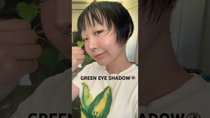 緑のアイシャドウでナチュラルメイク🫛👁️